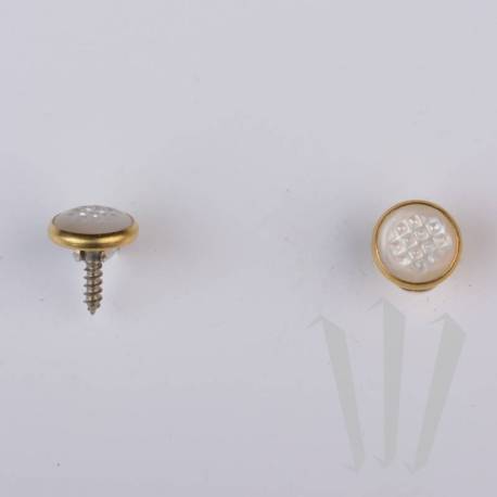 Botões marcadores brancos circulados na mão esquerda em ouro (9,5 mm)