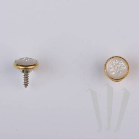 Boutons blancs repère cerclés dorés main gauche (9,5 mm)